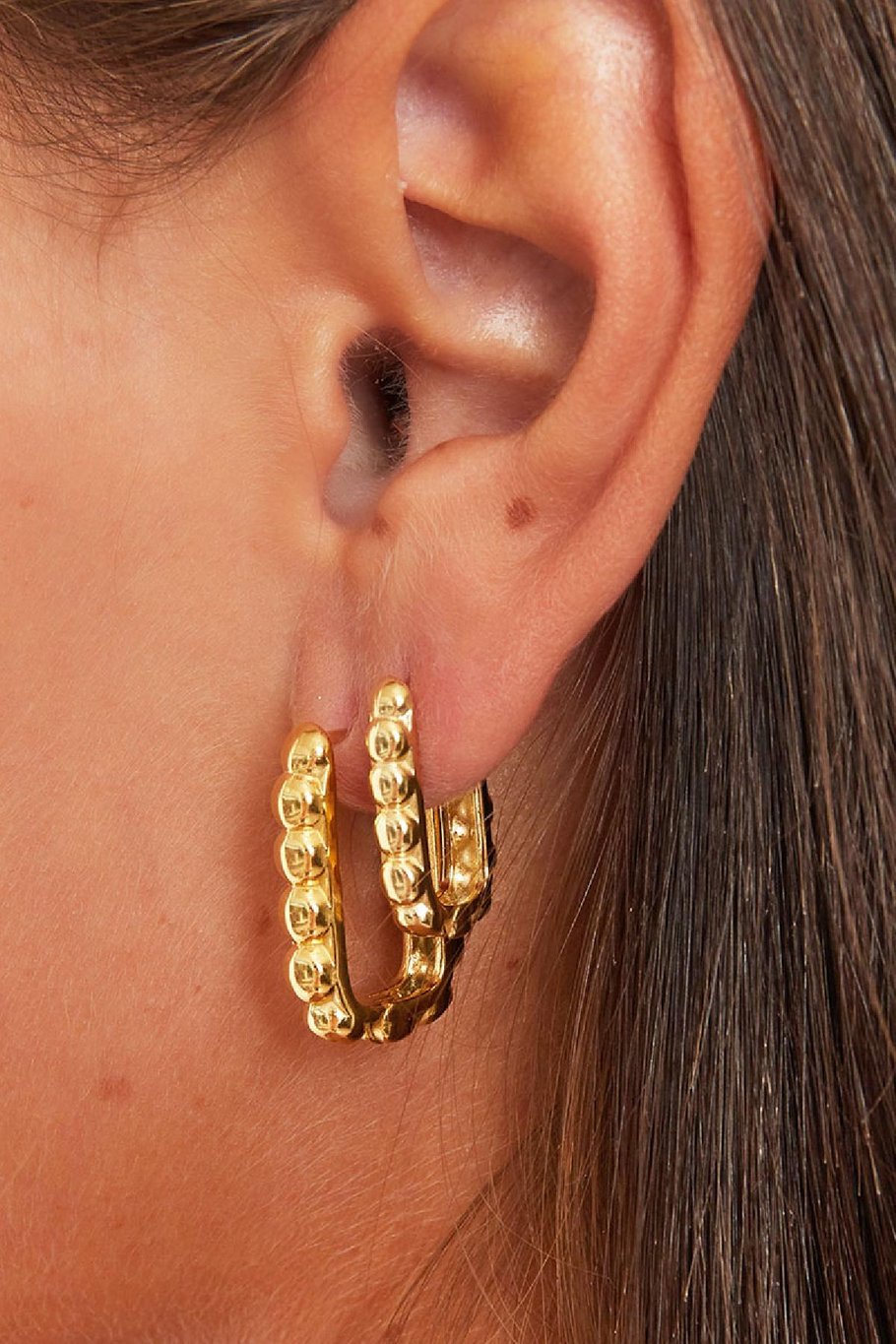 Boucles d'oreilles rectangles avec bulles Argenté Acier inoxydable Image3